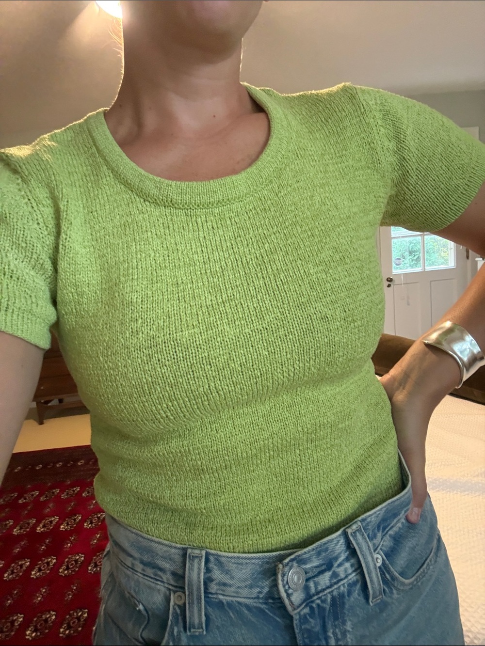 Vintage lime chartreuse knit top